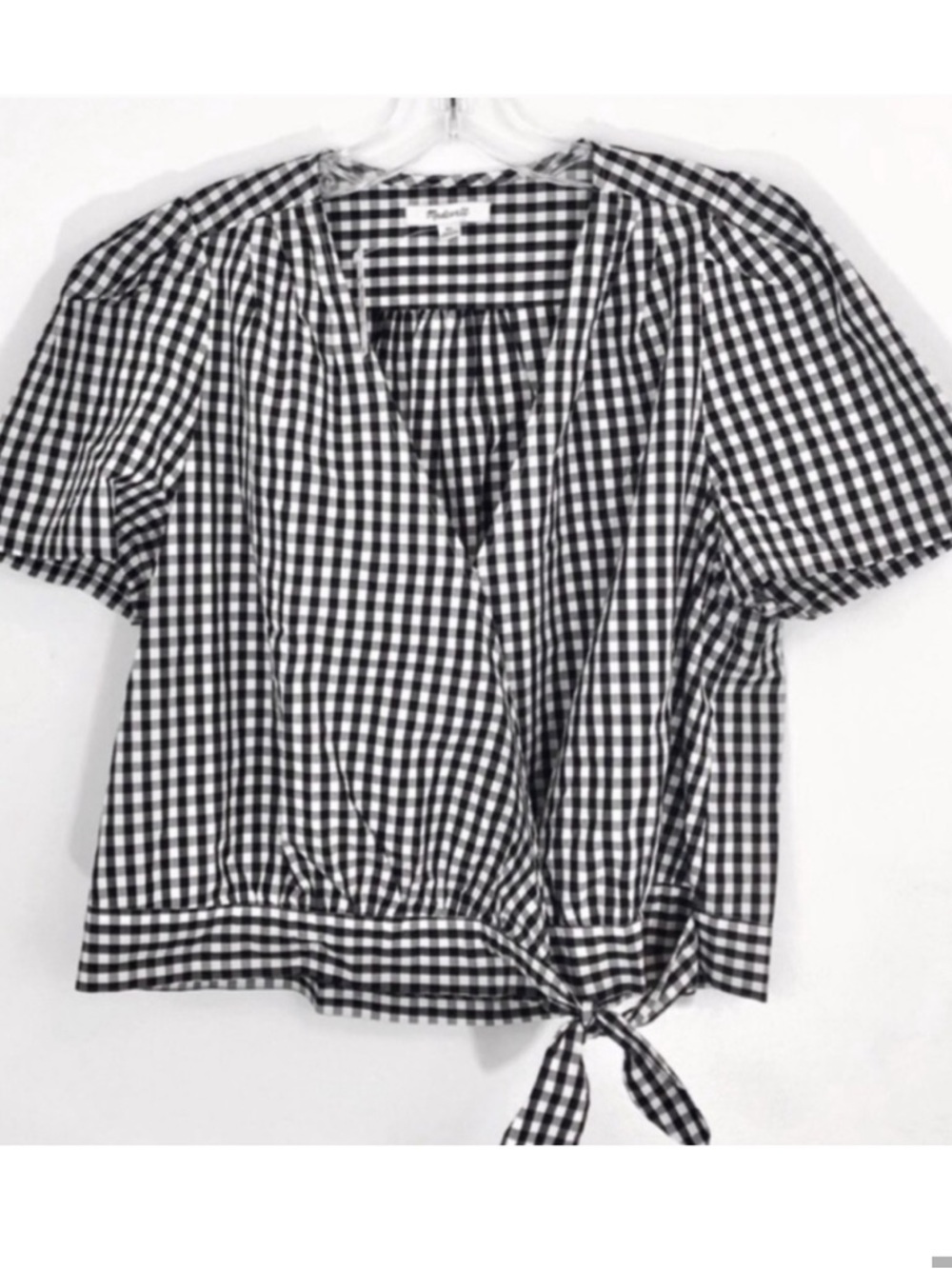 NWT Madewell Black White Gingham Check Top S